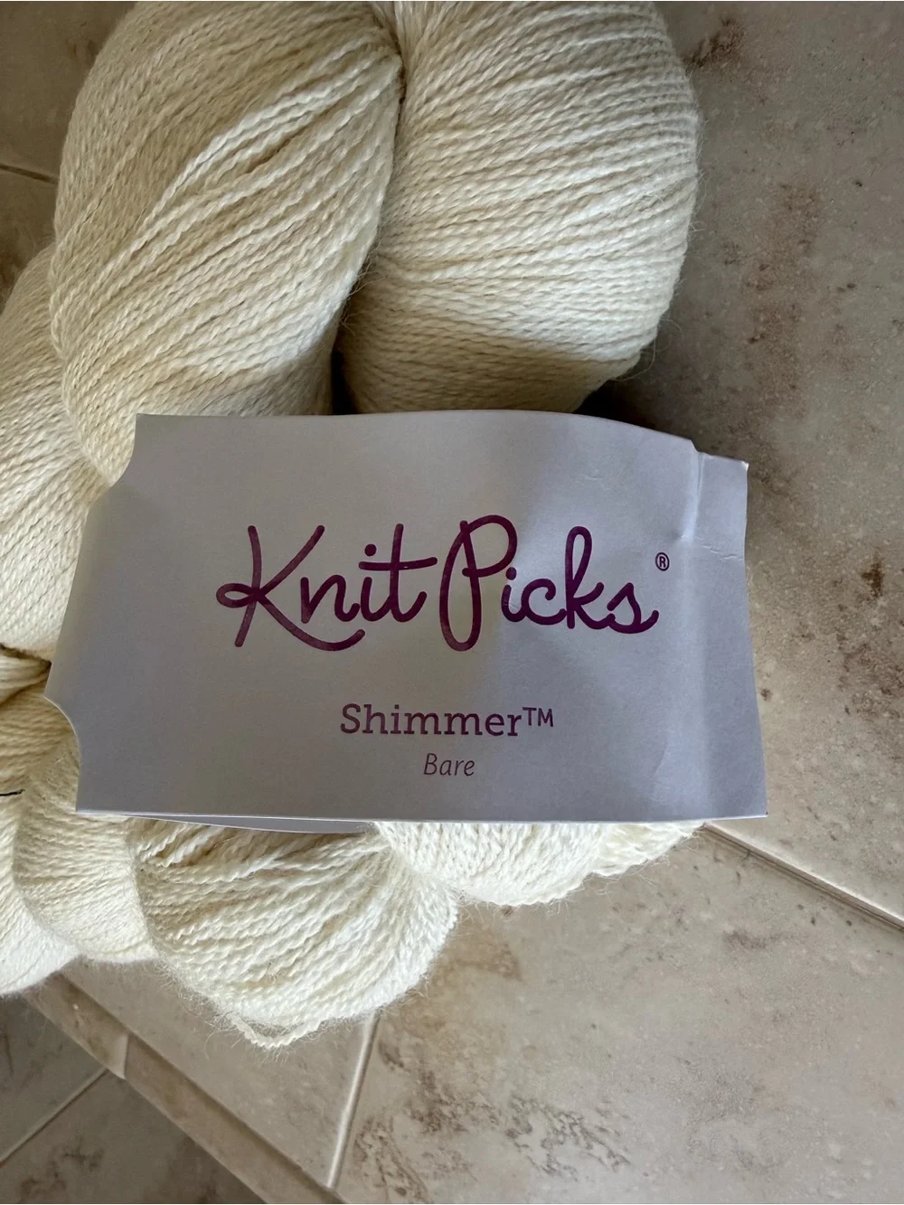 Knit Picks Shimmer Bare (Cream) Lightweight Wool /Silk Blend Yarn 2 Hanks